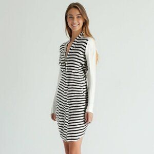 LILLA P black and white stripe open cardigan S